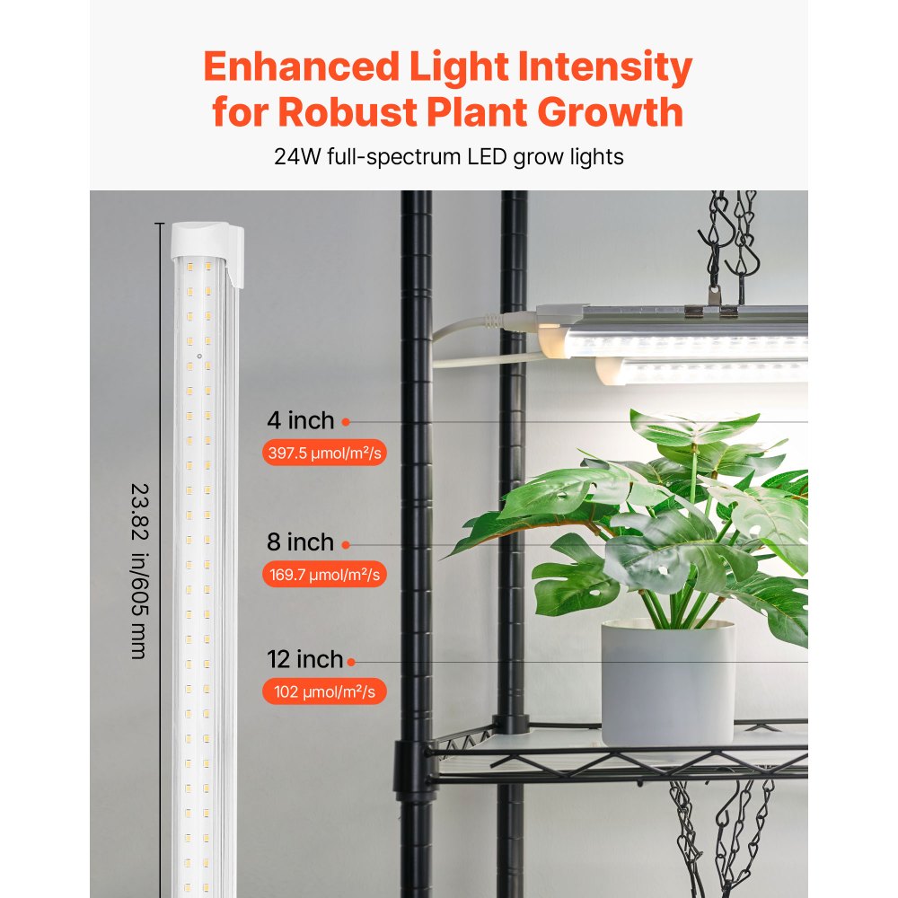 VEVOR DIY Stojak na rośliny z lampami do uprawy, stojak na rośliny z kółkami, 192 W, 5000 K, pełne spektrum światła, metalowa półka na rośliny, stojak na kwiaty do siewu, 750 x 350 x 1800 mm