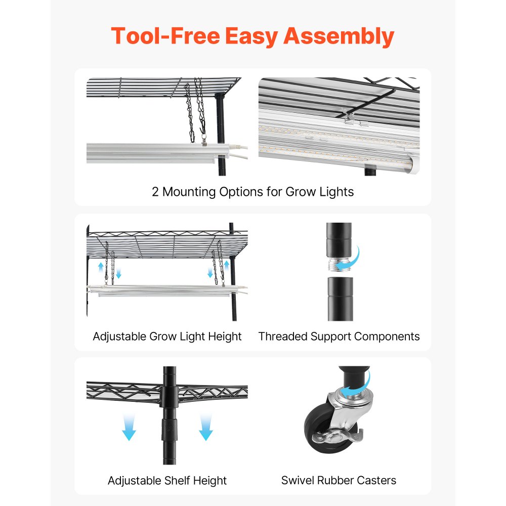 Półka na rośliny VEVOR z lampą do uprawy, 4-poziomowy stojak na rośliny z przezroczystą pokrywą, timerem i higrometrem, oświetlenie pełnospektralne 180 W, półka na kwiaty do roślin doniczkowych, 90 x 35 x 150 cm