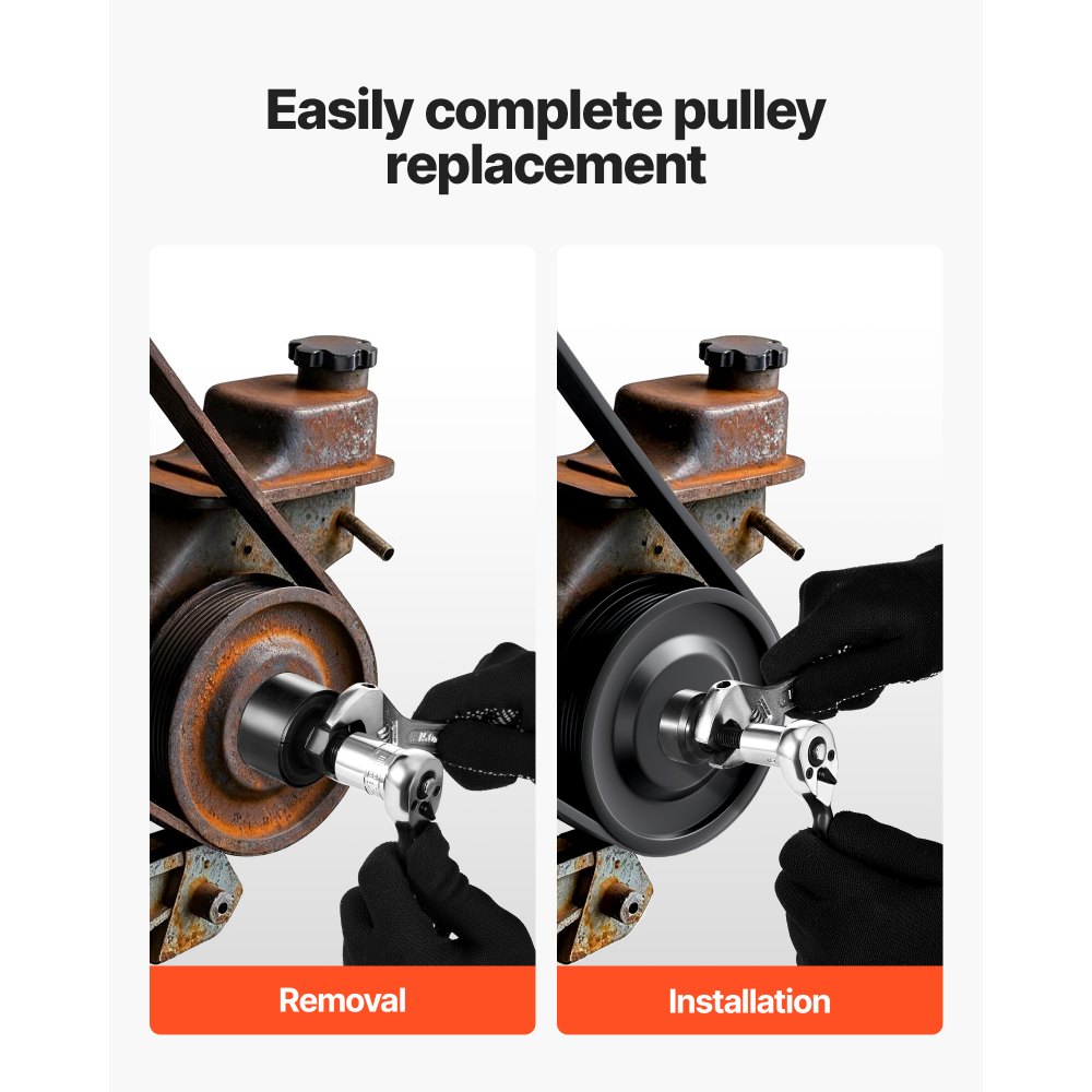 VEVOR Power Steering Pump Pulley Puller/Installer Tool Set, Compatible with Ford, GM V6, and VW Vehicles, Pump Pulley Remover Installer Tools, for Removing and Installing Power Steering Pump Pulleys