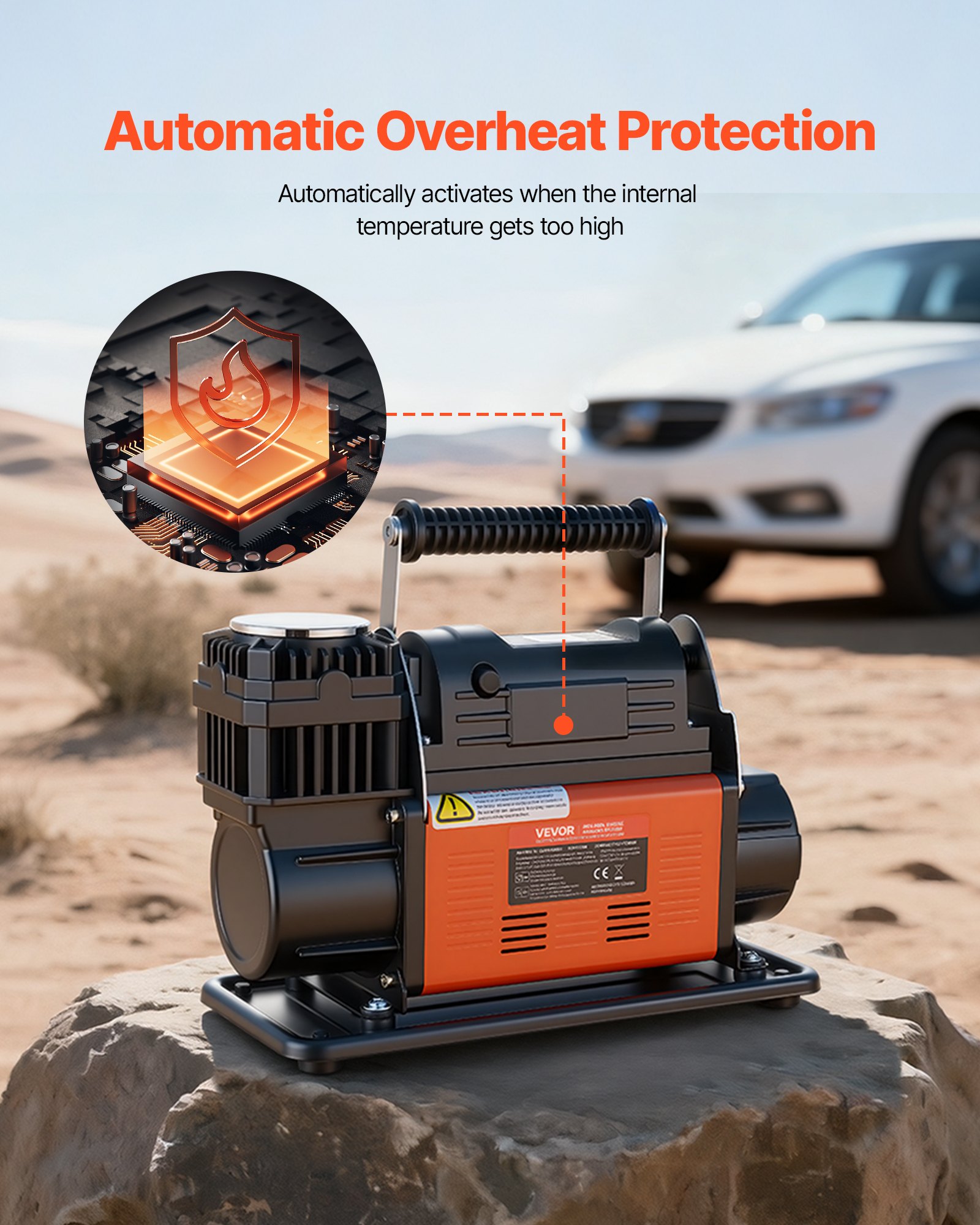 VEVOR 12V Heavy Duty Air Compressor, Auto-Stop Portable Tire Inflator with LCD Digital Display, 202 L/Min 150PSI Offroad Air Pump with Adapters for Trucks Car SUV 4 x 4 Vehicle RV