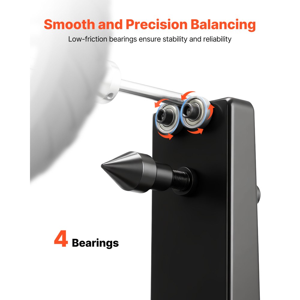 Stojak do wyważania kół motocyklowych VEVOR, wyważarka do opon, udźwig 40 kg, stojak centrujący do wyważarki do opon z regulowanymi stożkami centrującymi i wskaźnikiem centrującym, pomoc w montażu opon do koła φ 889 mm