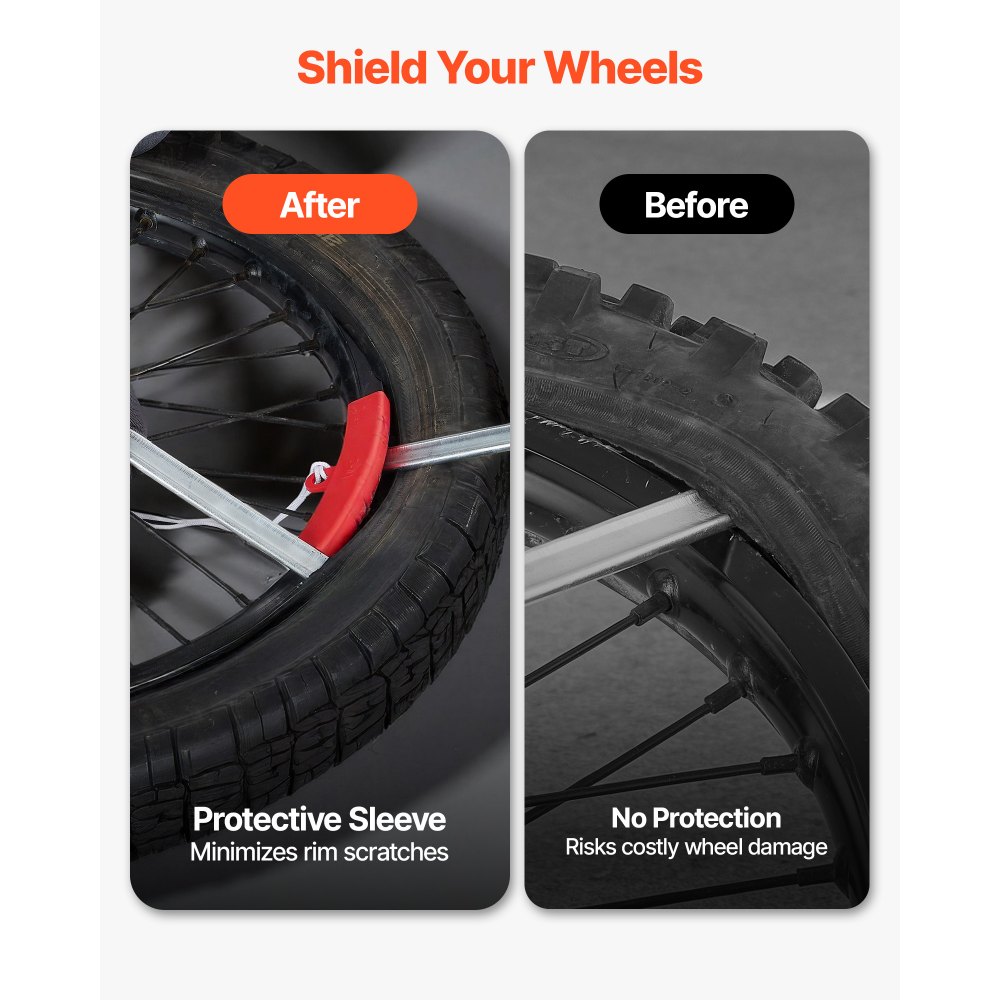 VEVOR Dirt Bike Tire Changing Tool Kit, Fits for Motocross Enduro 406-533 mm Wheels, Includes 15-25 mm Axle Adapters, Dirt Bike Tire Changing Tools Compact Changer with 2 Irons and Protective Sleeve