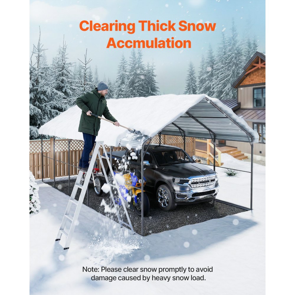 VEVOR 4 x 8 x 3,15 m Namiot garażowy, wiata samochodowa ze stalową ramą i dachem, osłona samochodowa do garażu ze zdejmowanymi ścianami bocznymi, wielofunkcyjna wiata samochodowa do pickupów, łodzi, samochodów i traktorów
