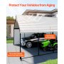 VEVOR Carport, 5,8 x 7,45 x 3,77 m, namiot magazynowy z solidną ramą i dachem, zadaszenie samochodu ze zdejmowanymi ścianami bocznymi, wielofunkcyjny namiot garażowy do pickupów, łodzi, ciężarówek i ciągników