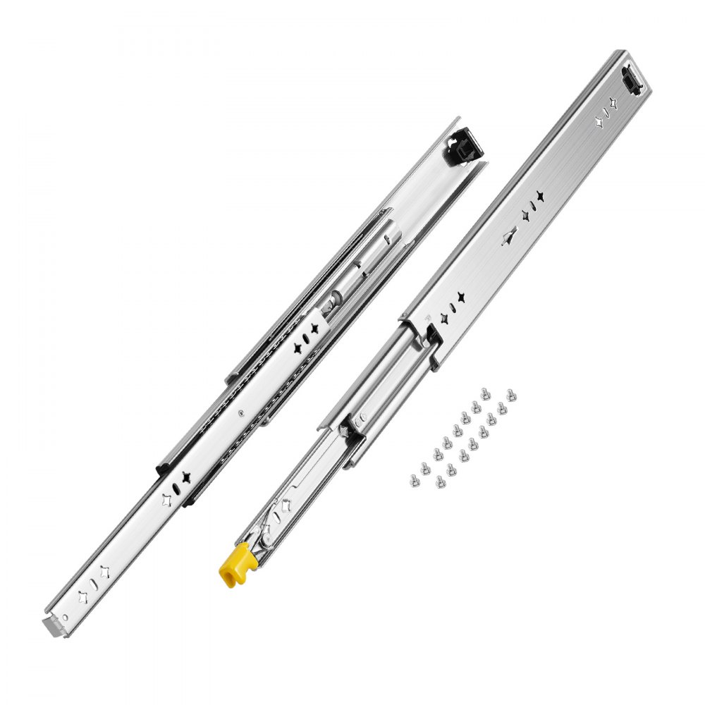 Prowadnice VEVOR do szuflad z pełnym wysuwem, 1 para, blokowane szyny teleskopowe, 450 mm, nośność 113,4 kg, szyna ślizgowa montowana z boku, łożysko kulkowe i blokada