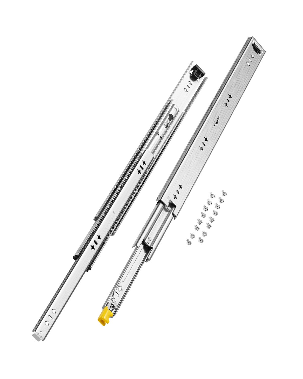 VEVOR 1 para prowadnic do szuflad o pełnym wysuwie 600 mm, udźwig 113,4 kg, prowadnice do szuflad, łożyska kulkowe z blokadą, teleskopowe prowadnice boczne, idealne do szafek i szuflad przemysłowych