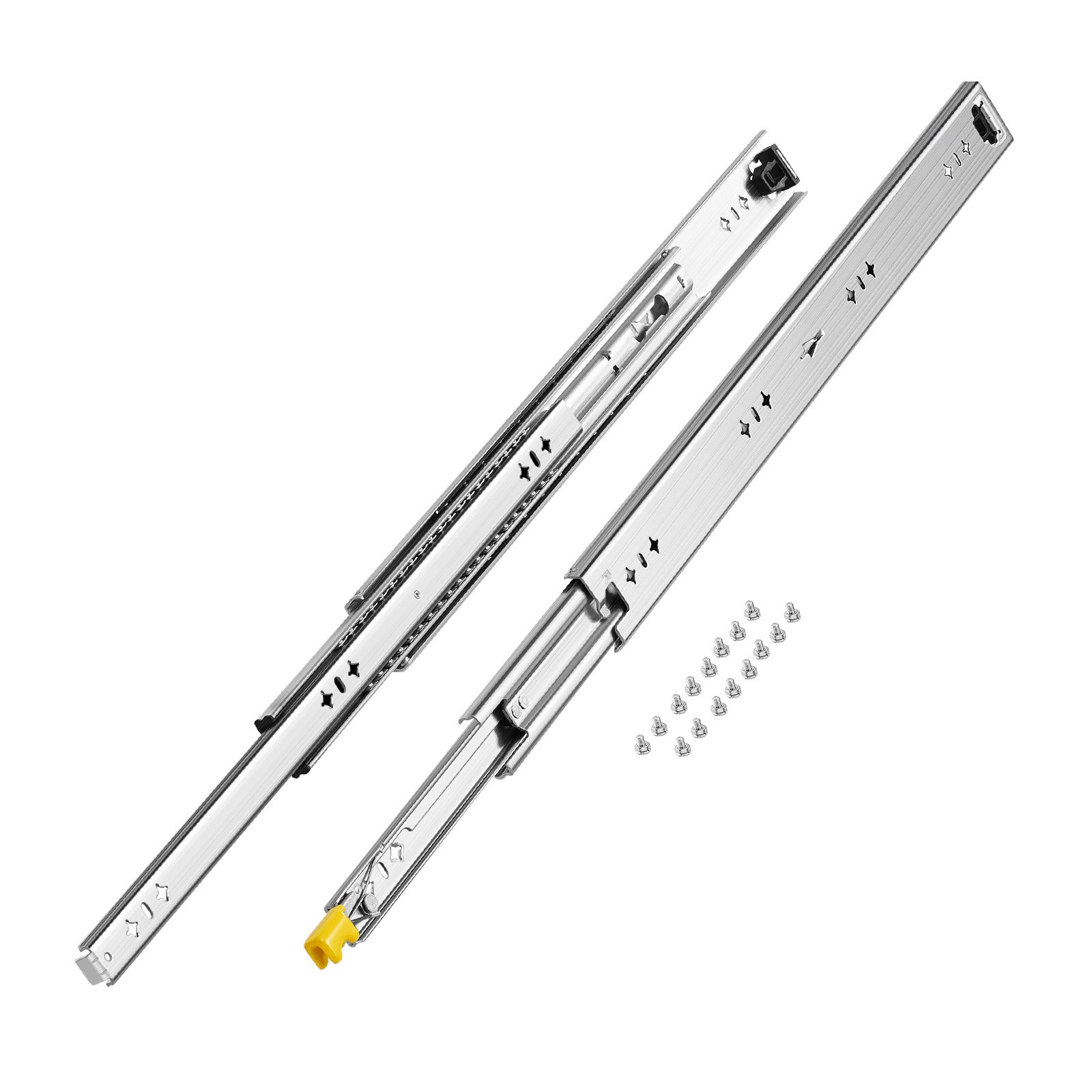 VEVOR 1 para prowadnic do szuflad o pełnym wysuwie 600 mm, udźwig 113,4 kg, prowadnice do szuflad, łożyska kulkowe z blokadą, teleskopowe prowadnice boczne, idealne do szafek i szuflad przemysłowych
