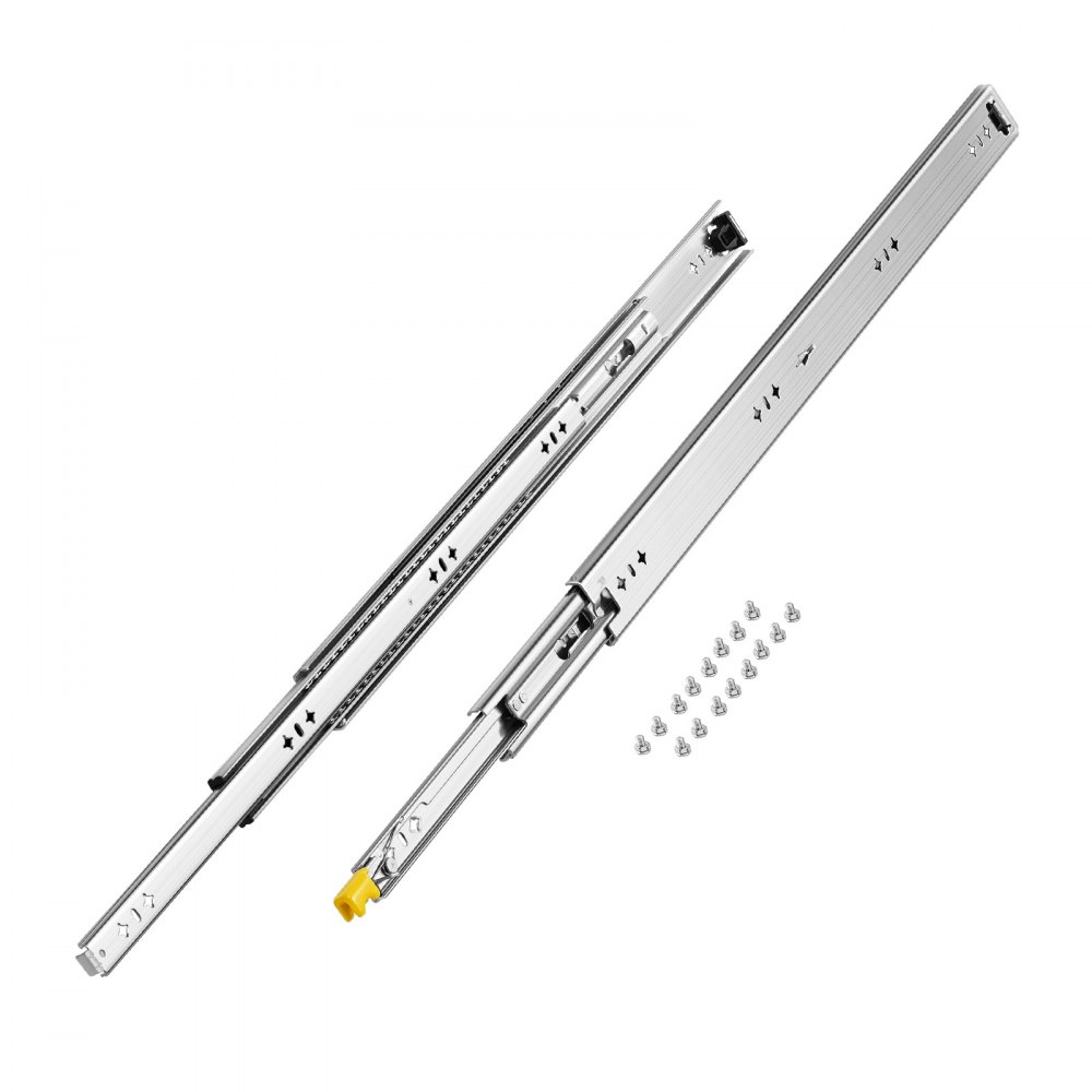 VEVOR 1 para prowadnic do szuflad z pełnym wysuwem, 750 mm, nośność 113,4 kg, prowadnice do szuflad, łożyska kulkowe z blokadą, prowadnice teleskopowe montowane z boku, idealne do szafek i szuflad przemysłowych
