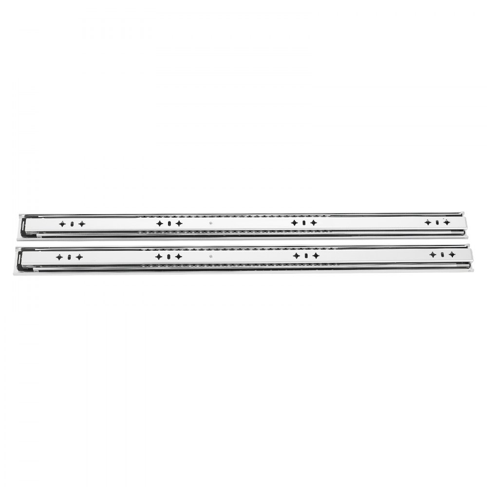 VEVOR 1 para prowadnic do szuflad, prowadnice wysuwne 75 cm o udźwigu 120 kg, prowadnice boczne do szuflad kuchennych, 3-częściowe, pełny wysuw, stal węglowa, łożyska kulkowe, z nakrętkami i śrubami