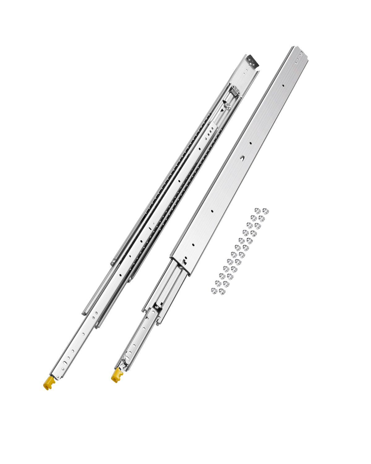 VEVOR 1 para prowadnic do szuflad z pełnym wysuwem 1219 mm, udźwig 226 kg, prowadnice do szuflad, konstrukcja z podwójnym blokowaniem, prowadnice teleskopowe montowane z boku do półek, szafek, szuflad przemysłowych