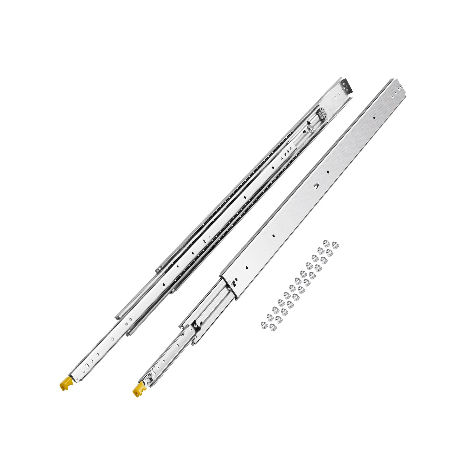 VEVOR 1 para prowadnic do szuflad z pełnym wysuwem 1219 mm, udźwig 226 kg, prowadnice do szuflad, konstrukcja z podwójnym blokowaniem, prowadnice teleskopowe montowane z boku do półek, szafek, szuflad przemysłowych