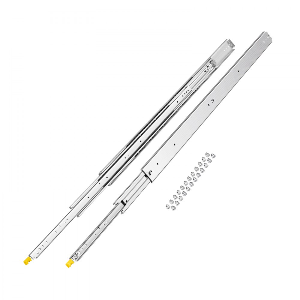 VEVOR 1 para prowadnic do szuflad z pełnym wysuwem, 1422 mm, udźwig 226 kg, prowadnice do szuflad, konstrukcja z podwójnym blokowaniem, teleskopowe prowadnice boczne do półek, szafek, szuflad przemysłowych