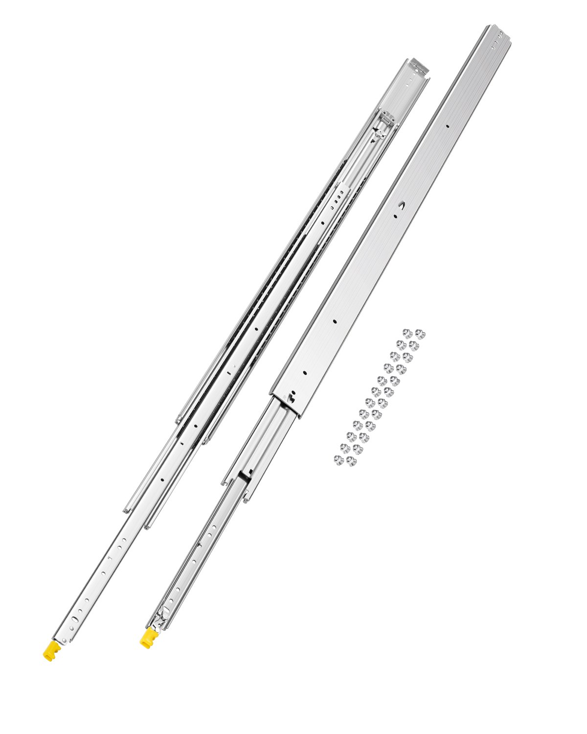 VEVOR 1 para prowadnic do szuflad z pełnym wysuwem, 1422 mm, udźwig 226 kg, prowadnice do szuflad, konstrukcja z podwójnym blokowaniem, teleskopowe prowadnice boczne do półek, szafek, szuflad przemysłowych