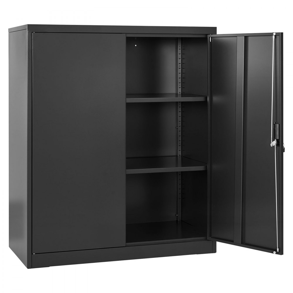 Szafka metalowa VEVOR, 3 poziomy, 106 cm wysokości, szafka garażowa z regulowanymi półkami, 2 magnetycznymi drzwiami i 2 kluczami, odpowiednia do spiżarni, magazynu, piwnicy, czarna