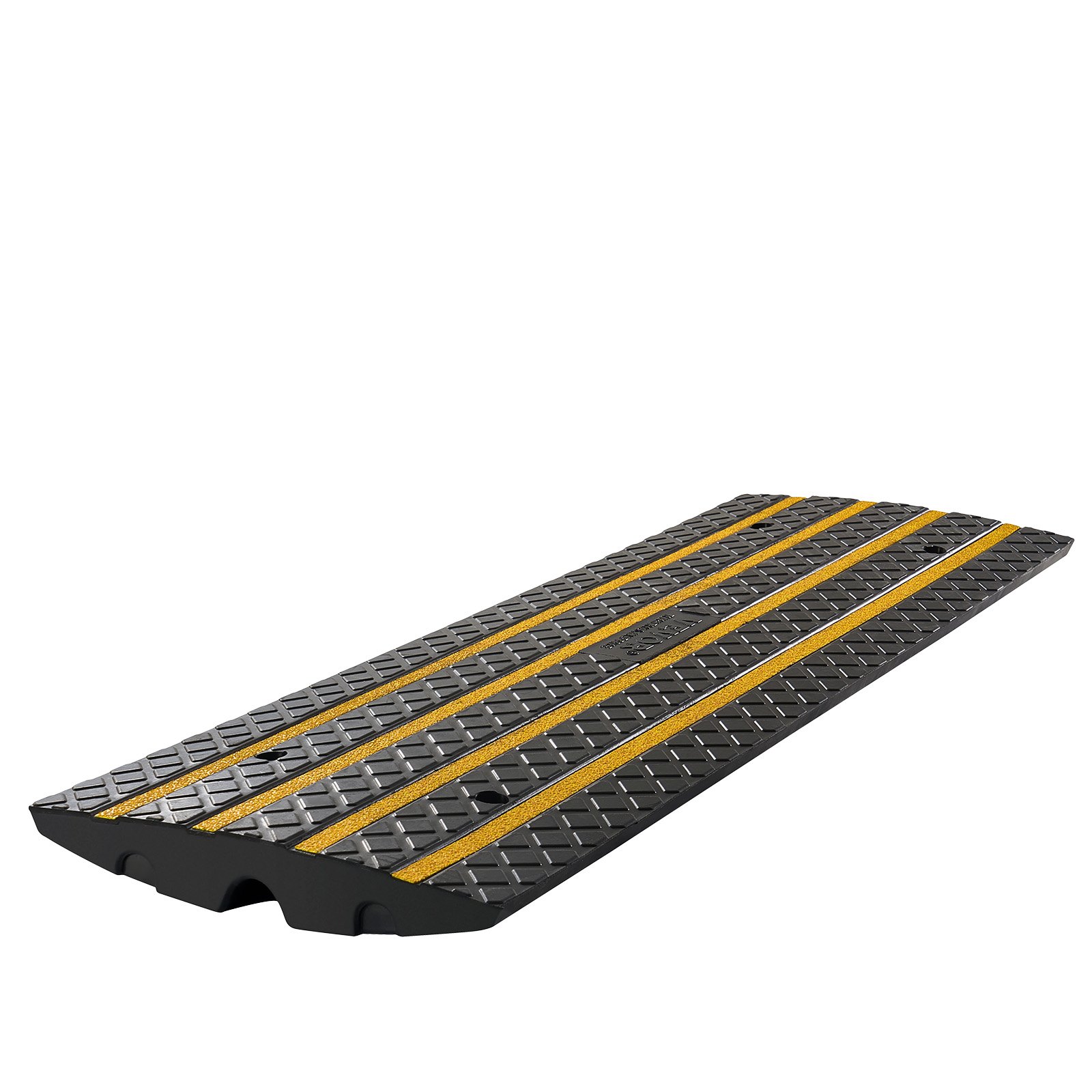 VEVOR Gumowa rampa krawężnikowa, udźwig 15 ton, wznios 66 mm, rampa podjazdowa z żółtymi paskami odblaskowymi, rampa progowa odpowiednia do ramp załadunkowych, magazynów, garaży, chodników (1 opakowanie)
