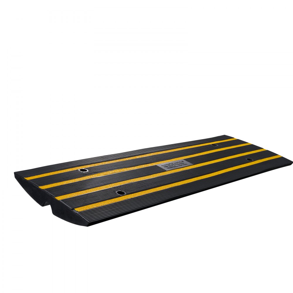 Rampa progowa VEVOR z solidnej gumy, progowa, maks. nośność 15 ton, rampa krawężnikowa z kanałem 5,5 x 3,5 cm, rampa dla wózków inwalidzkich, 122 x 40,5 x 6,5 cm, rampa wjazdowa idealna na nierówne krawężniki