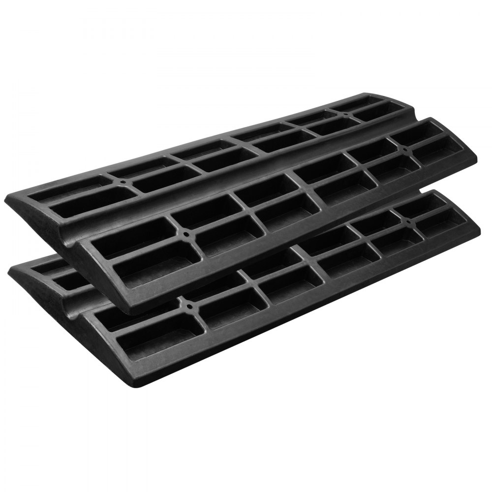 VEVOR 2x Rampa progowa z solidnej gumy, maks. nośność 15 ton, Rampa krawężnikowa z kanałem 5,5 x 3,5 cm, Rampa dla wózków inwalidzkich 122 x 40,5 x 6,5 cm, Rampa wjazdowa idealna na nierówne krawężniki gruntowe