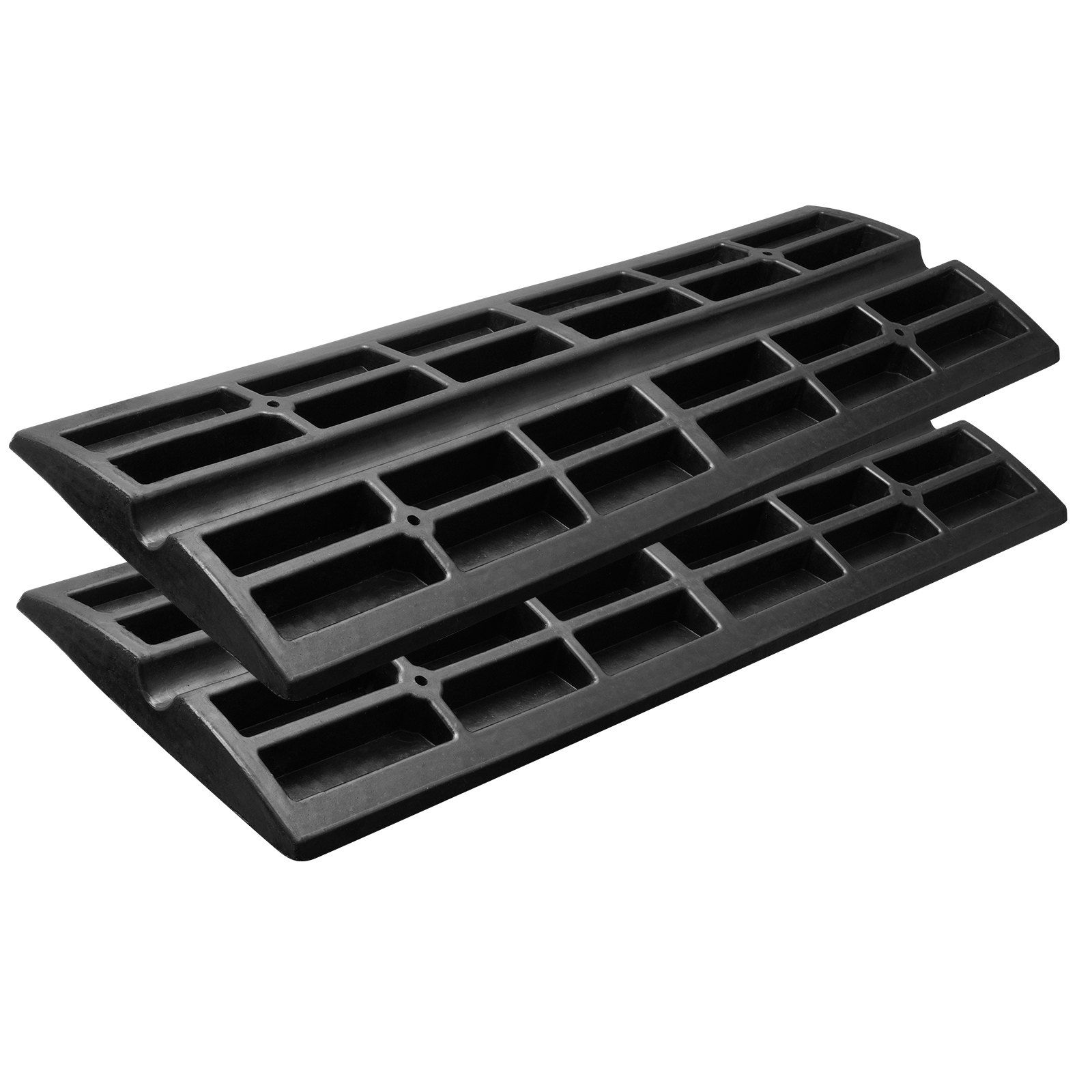 VEVOR 2x Rampa progowa z solidnej gumy, maks. nośność 15 ton, Rampa krawężnikowa z kanałem 5,5 x 3,5 cm, Rampa dla wózków inwalidzkich 122 x 40,5 x 6,5 cm, Rampa wjazdowa idealna na nierówne krawężniki gruntowe