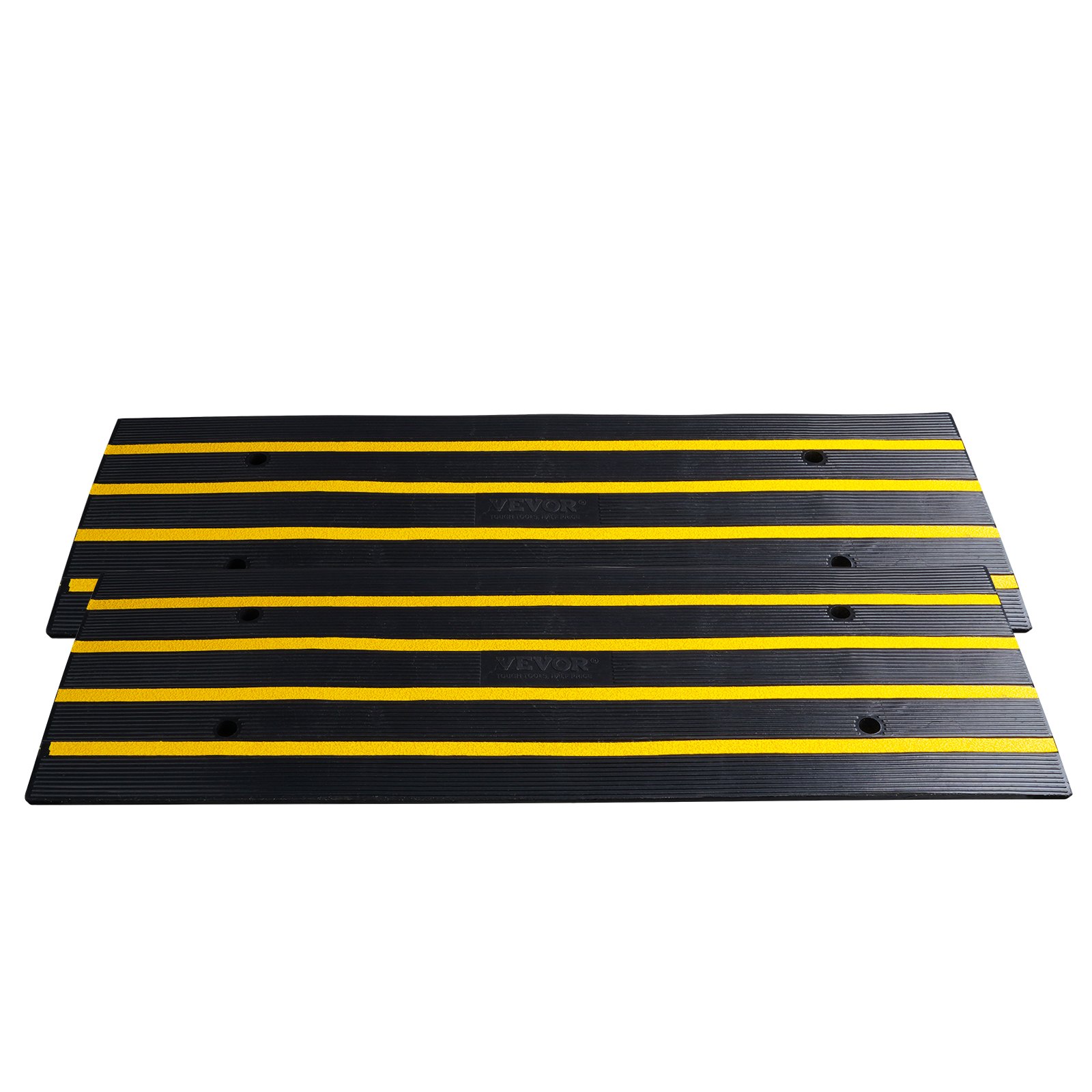 VEVOR 2x Rampa progowa z solidnej gumy, maks. nośność 15 ton, Rampa krawężnikowa z kanałem 5,5 x 3,5 cm, Rampa dla wózków inwalidzkich 122 x 40,5 x 6,5 cm, Rampa wjazdowa idealna na nierówne krawężniki gruntowe