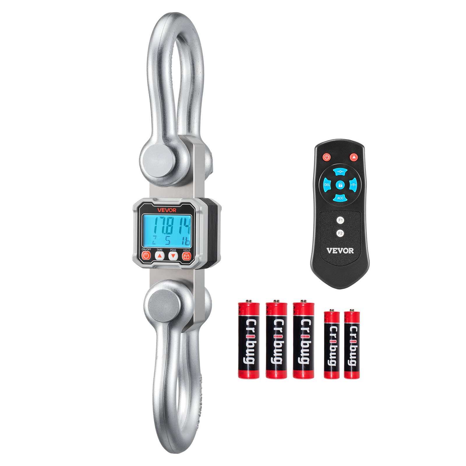 VEVOR Waga dźwigowa 10 T, cyfrowa waga wisząca, waga przemysłowa z obudową z odlewanego ciśnieniowo aluminium i wyświetlaczem LCD, podziałka 2 kg i 3-stopniowy przełącznik, zdalne sterowanie, waga do gier, waga hakowa do garażu i fabryki