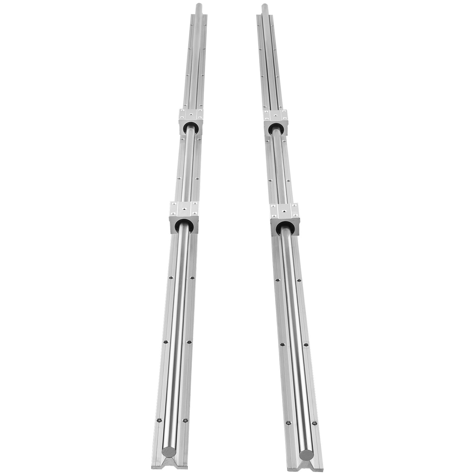 VEVOR Prowadnica liniowa, 2 szt. szyny prowadzącej ze stali węglowej SBR16-1500 mm, aluminiowa, z 4 blokami ślizgowymi SBR16UU, blokami łożysk liniowych, części CNC do drukarek 3D, frezarek/tokarki