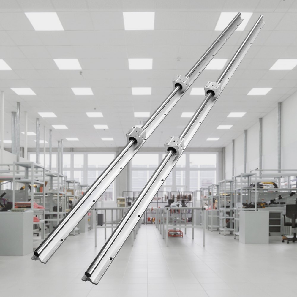 VEVOR Linear Guide Rail, 2 pcs. SBR20-1500mm Carbon Steel Aluminum Guide Rail with 4pcs. SBR20UU Sliding Blocks, Linear Bearings, CNC Parts for 3D Printers, Milling/Turning Machines