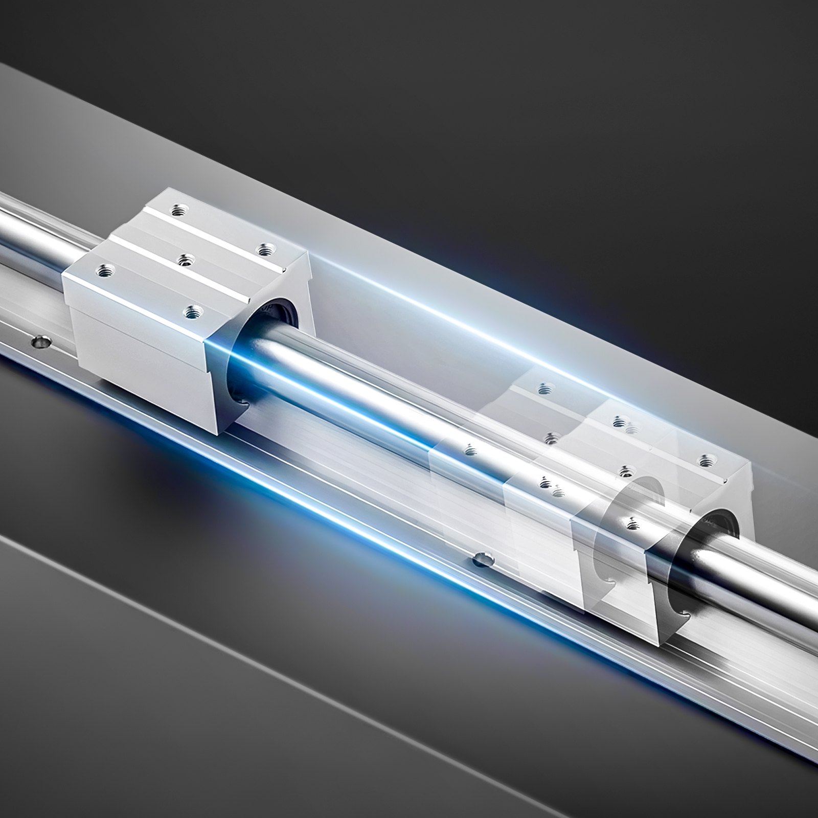 Prowadnice liniowe VEVOR SBR25, zestaw 2 szyn liniowych o długości 1200 mm i 4 bloki ślizgowe, wał w pełni podparty, szyna prowadząca do maszyn do cięcia, szlifowania, frezowania, wiercenia itp.
