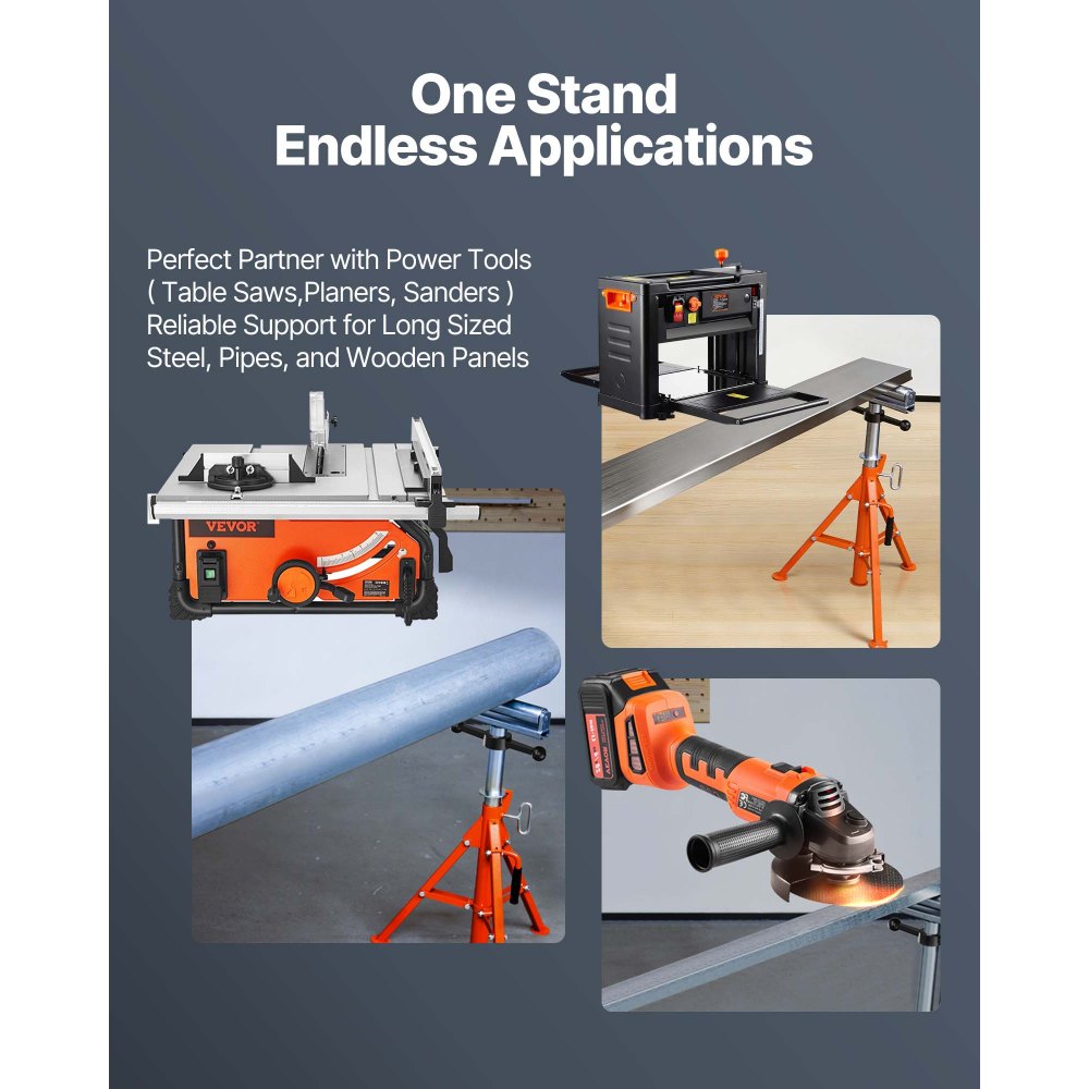 VEVOR Roller Stand 1134kg Load Capacity Roller Stand #45 Steel Roller Stand Height Adjustable from 700 to 1320mm Folding Stand Support Stand Work Stand Mounting Stand for Table Saw Planer Sander