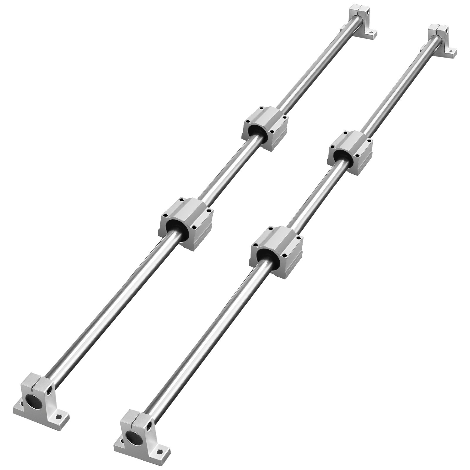 VEVOR Zestaw prowadnic liniowych, SFC20 1000 mm, 2 szt. szyn prowadzących SFC20 39,4 cala/1000 mm, 4 szt. bloków ślizgowych SC20, 4 szt. wsporników szyn, zestaw szyn liniowych i łożysk do maszyn automatycznych, projekt CNC DIY