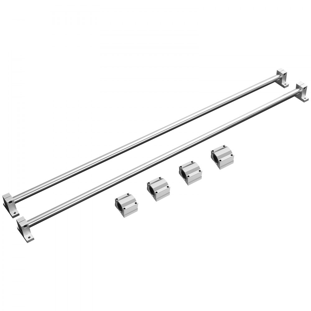 VEVOR Zestaw prowadnic liniowych, SFC20 1200 mm, 2 sztuki 39,4 cala/1000 mm, szyny prowadzące SFC20, 4 sztuki bloków ślizgowych SC20, 4 sztuki wsporników szyn, zestaw szyn liniowych i łożysk do maszyn automatycznych, projekt CNC DIY