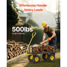 VEVOR Wózek transportowy ręczny Wózek ogrodowy Wózek narzędziowy 226,80 kg Żółty/Czarny