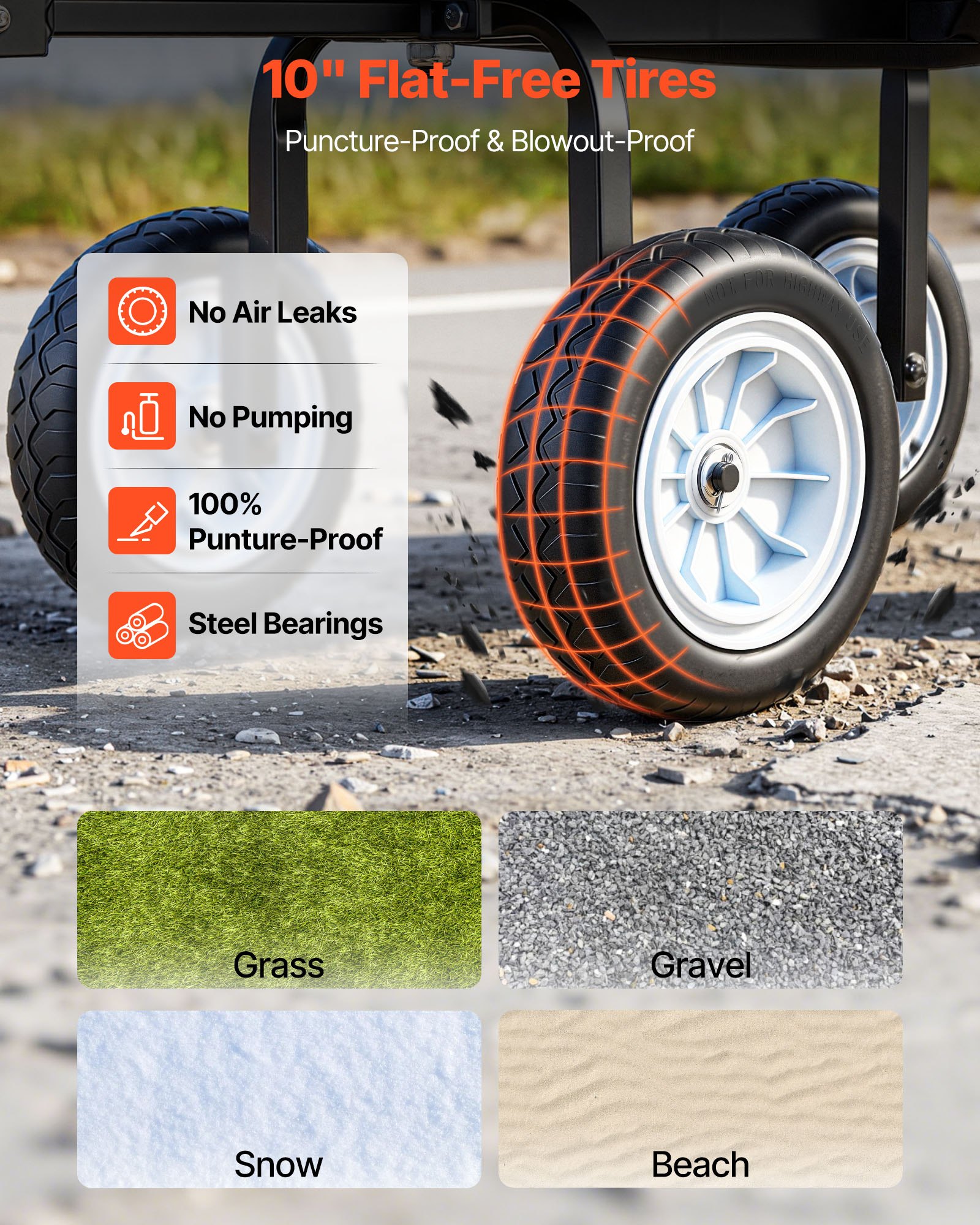 Wózek ręczny VEVOR, udźwig 226,8 kg, wózek ogrodowy z siedziskiem i kołami poliuretanowymi, wózek transportowy z tacką na narzędzia i regulowanym uchwytem, ​​wózek na sprzęt do trawnika, patio i ogrodu, czarny