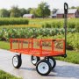 Wózek składany VEVOR, ładowność 408,2 kg, wózek ogrodowy z oponami poliuretanowymi, wózek ręczny z regulowanym uchwytem, ​​zdejmowane panele boczne, wózek transportowy do przymocowania do quada lub traktora, kolor czerwony