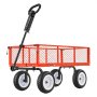 Wózek składany VEVOR, ładowność 408,2 kg, wózek ogrodowy z oponami poliuretanowymi, wózek ręczny z regulowanym uchwytem, ​​zdejmowane panele boczne, wózek transportowy do przymocowania do quada lub traktora, kolor czerwony