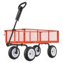 Wózek składany VEVOR, ładowność 408,2 kg, wózek ogrodowy z oponami poliuretanowymi, wózek ręczny z regulowanym uchwytem, ​​zdejmowane panele boczne, wózek transportowy do przymocowania do quada lub traktora, kolor czerwony
