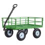 Wózek VEVOR 110x75x67 cm, wózek transportowy, wózek ogrodowy, wózek narzędziowy, wózek ręczny 2 w 1, z oponami terenowymi, zdejmowanymi bocznymi panelami z siatki i rączką obrotową o 180°, zielono-czarny
