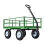 Wózek VEVOR 110x75x67 cm, wózek transportowy, wózek ogrodowy, wózek narzędziowy, wózek ręczny 2 w 1, z oponami terenowymi, zdejmowanymi bocznymi panelami z siatki i rączką obrotową o 180°, zielono-czarny