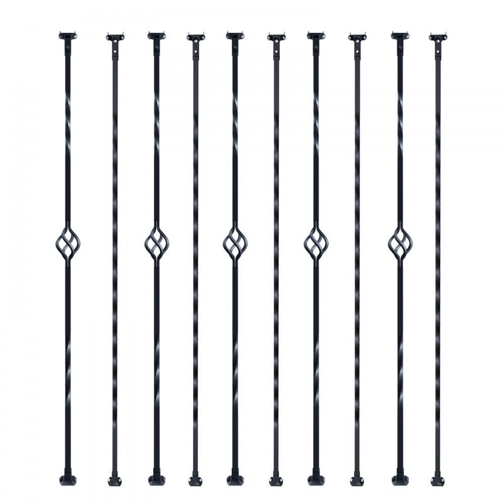 VEVOR drążek balustrady, drążek bramy, drążek dekoracyjny, drążek ogrodzeniowy, stal ocynkowana 56 x 56 x 1122 mm, tralki, drążek schodowy, szczeble schodowe, matowa czerń, idealny do schodów i poręczy wewnątrz pomieszczeń
