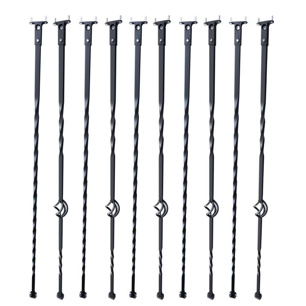 VEVOR drążek balustrady, drążek bramy, drążek dekoracyjny, drążek ogrodzeniowy, stal ocynkowana 56 x 56 x 1122 mm, tralki, drążek schodowy, szczeble schodowe, matowa czerń, idealny do schodów i poręczy wewnątrz pomieszczeń