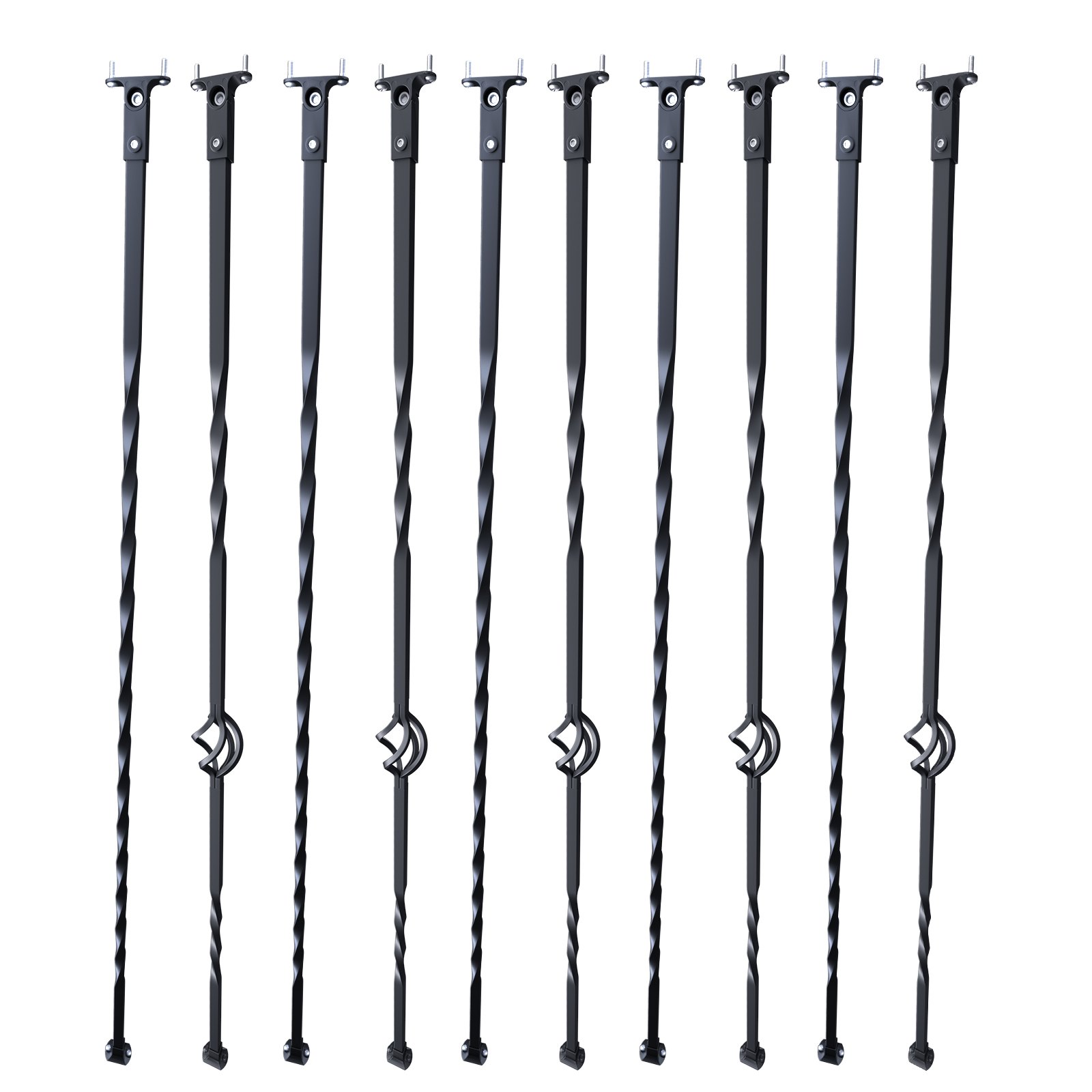 VEVOR drążek balustrady, drążek bramy, drążek dekoracyjny, drążek ogrodzeniowy, stal ocynkowana 56 x 56 x 1122 mm, tralki, drążek schodowy, szczeble schodowe, matowa czerń, idealny do schodów i poręczy wewnątrz pomieszczeń