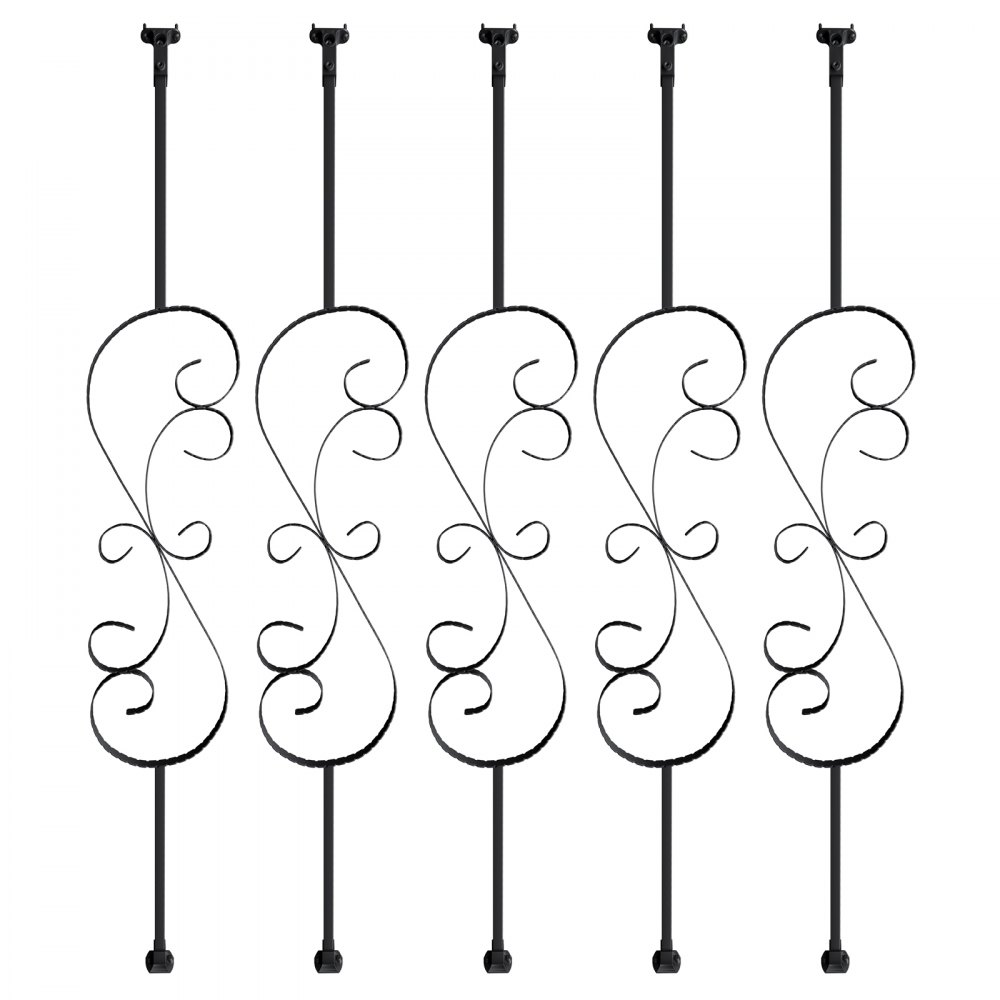 VEVOR drążek balustrady, drążek bramy, drążek dekoracyjny, drążek ogrodzeniowy, stal ocynkowana 185 x 20 x 1118 mm, tralki, drążek schodowy, szczeble schodowe, matowa czerń, idealny do schodów i poręczy wewnątrz pomieszczeń