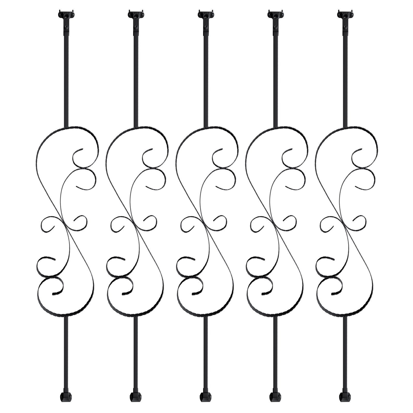 VEVOR drążek balustrady, drążek bramy, drążek dekoracyjny, drążek ogrodzeniowy, stal ocynkowana 185 x 20 x 1118 mm, tralki, drążek schodowy, szczeble schodowe, matowa czerń, idealny do schodów i poręczy wewnątrz pomieszczeń