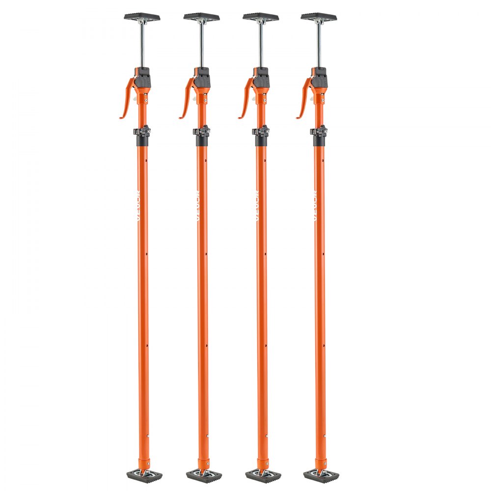 Podnośnik podporowy VEVOR obsługiwany jedną ręką, 4 sztuki, podpora sufitowa 125–291 cm, teleskopowy stalowy podnośnik podporowy, podpora montażowa o udźwigu do 90 kg do montażu szafek, podnoszenia płyt gipsowo-kartonowych, słupków ładunkowych