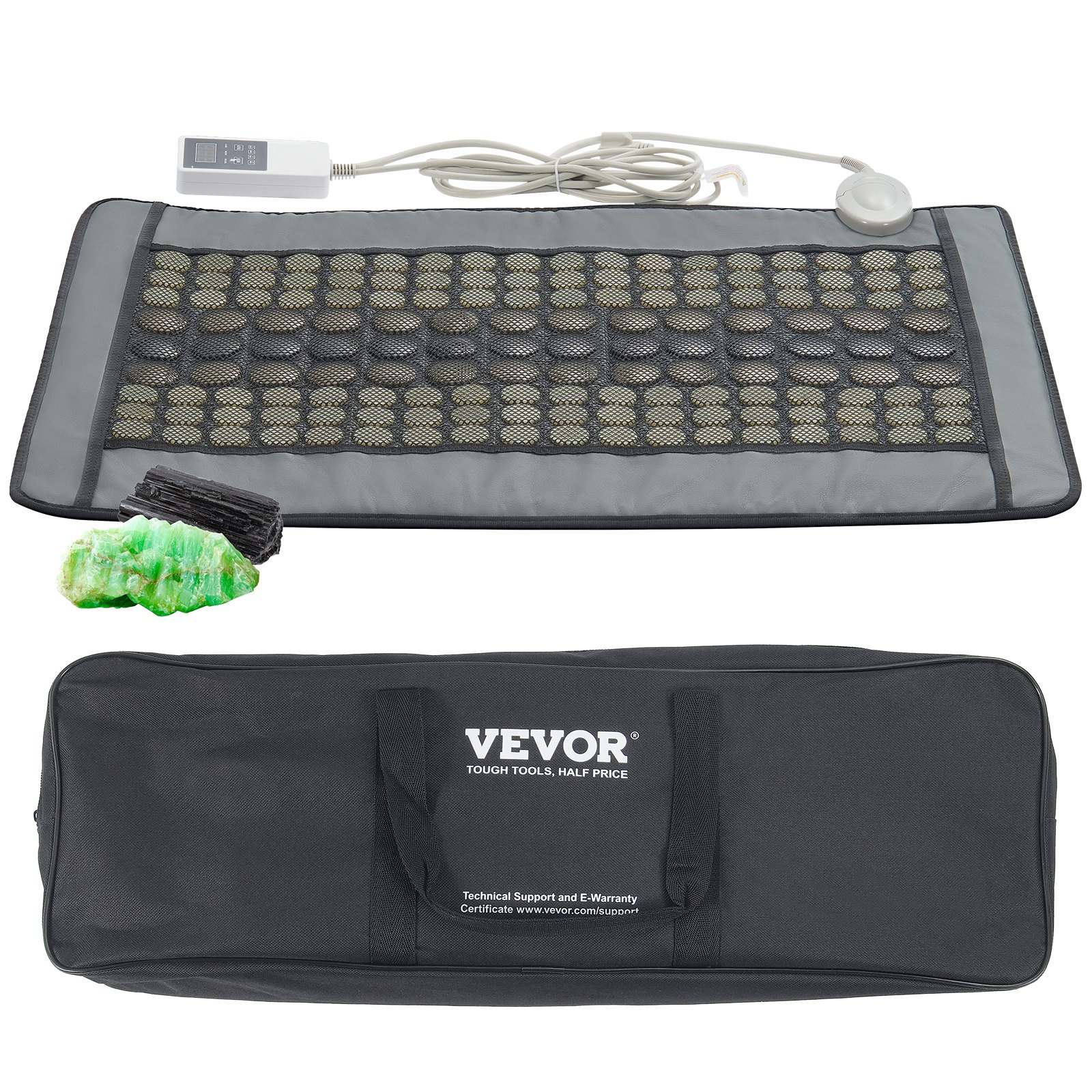 VEVOR Far Infrared Heating Pad, 108 Natural Jade and 42 Tourmaline Stone Heating Pads for Full Back Pain Relief, 103-159°F Heating Pad with Smart Controller and Automatic Shut-Off (Medium Size 31.5 x 21.93 Inches)