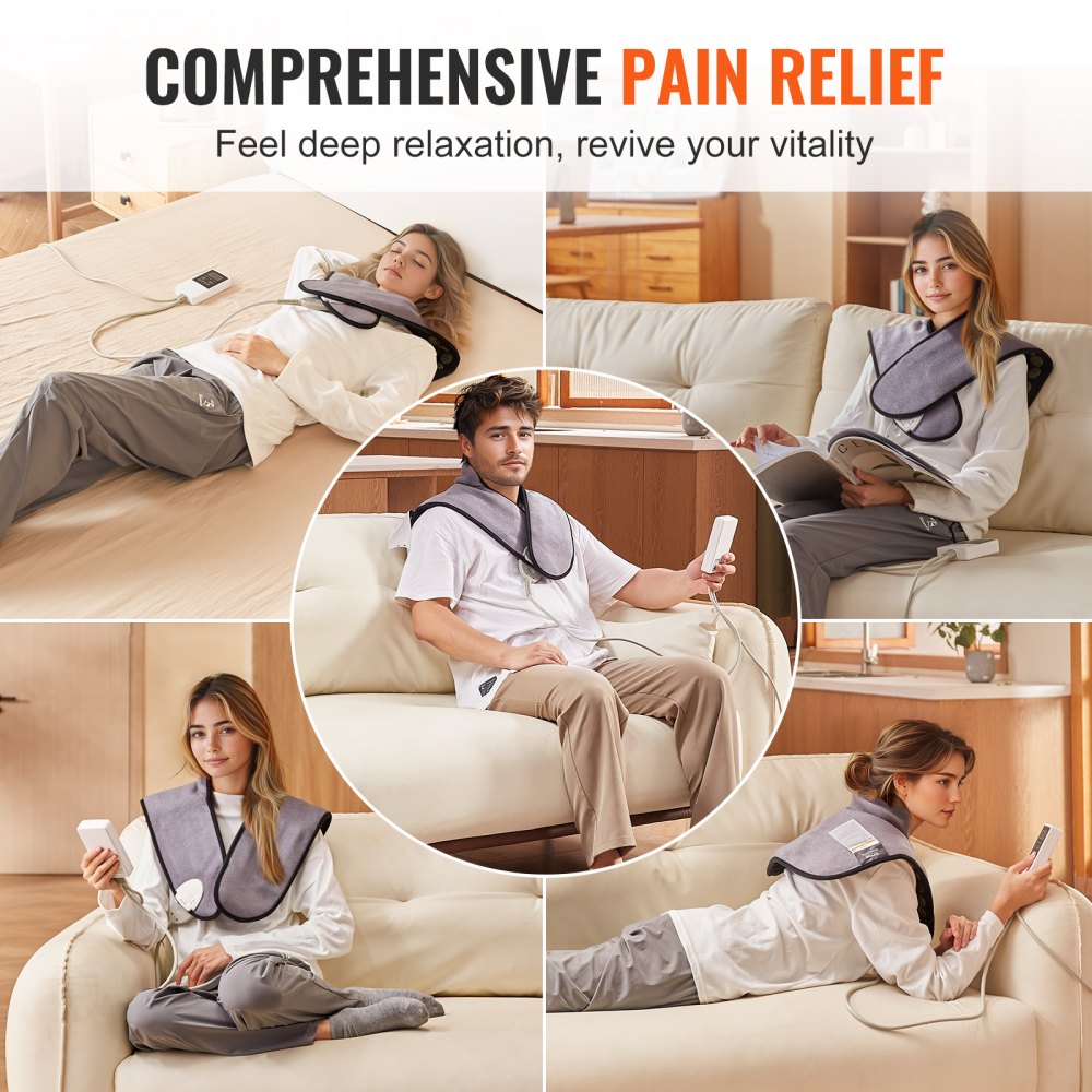 Poduszka grzewcza na podczerwień VEVOR, 54 naturalne kamienie jadeitu i 30 turmalinów, poduszka grzewcza łagodząca ból szyi i ramion, temperatura 103–159°F, z inteligentnym kontrolerem i automatycznym wyłączaniem, idealny prezent dla mamy i taty