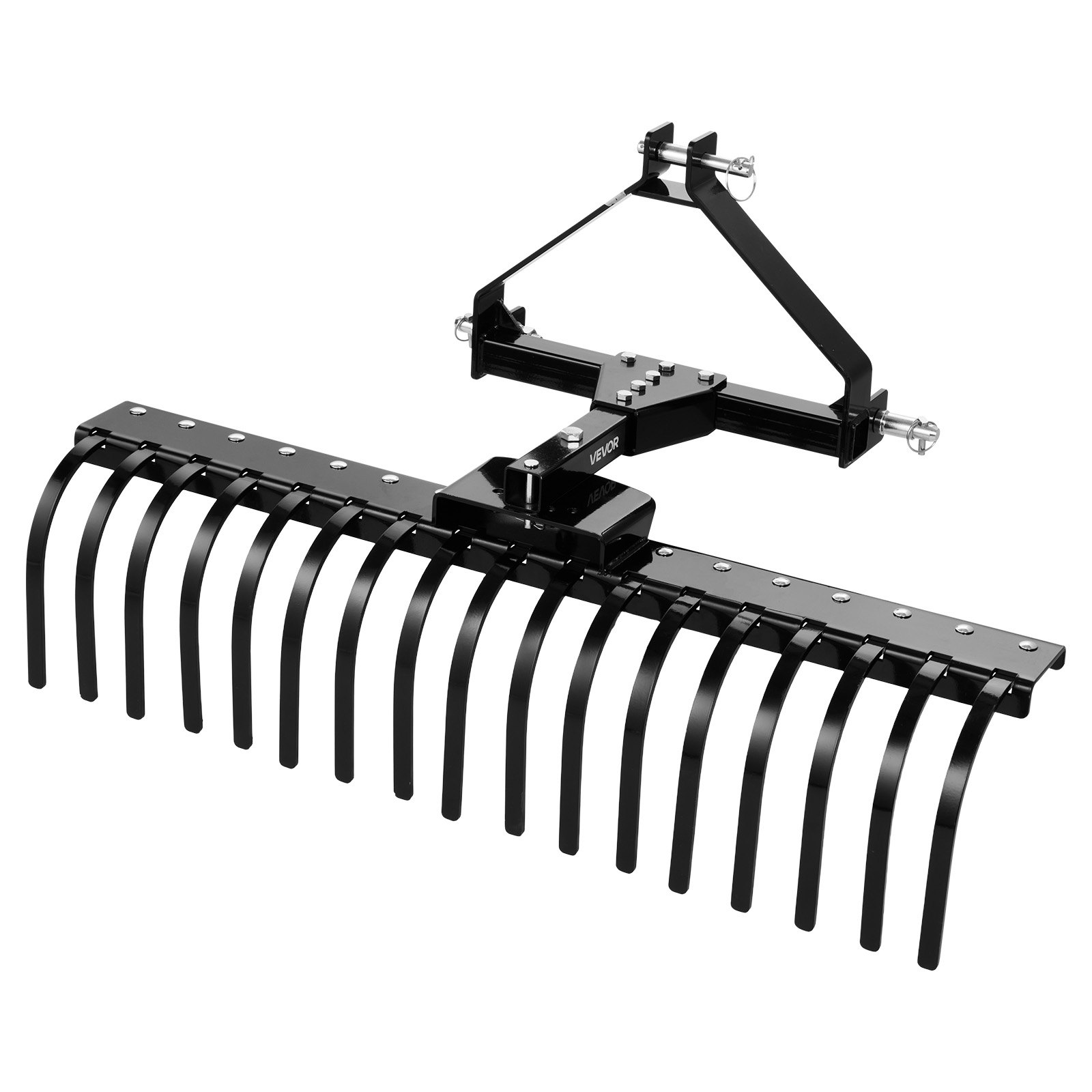 Zgrabiarka do trawy VEVOR, 127 cm, 3-punktowy układ zawieszenia z 17 stalowymi zębami, odpowiednia do ciągników kategorii 1, regulowany kąt, wydajna podkaszarka do trawy, gałęzi i skoszonej trawy