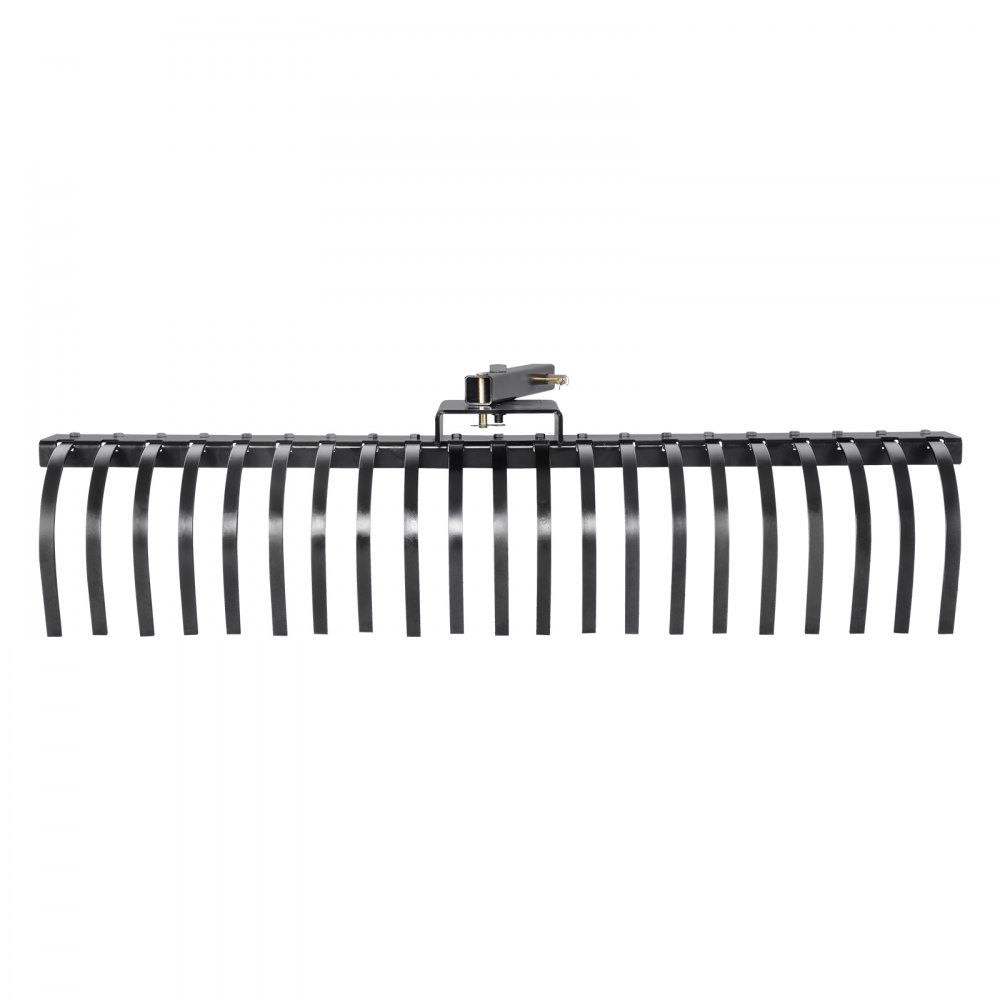 VEVOR Trailer Rake 152.4 cm Trailer Scarifier with 21 Steel Spiral Tines Lawn Scarifier Rake for Attachment to 121.92 cm or 152.4 cm Long Tool Bars and 3-Point Suspension Systems
