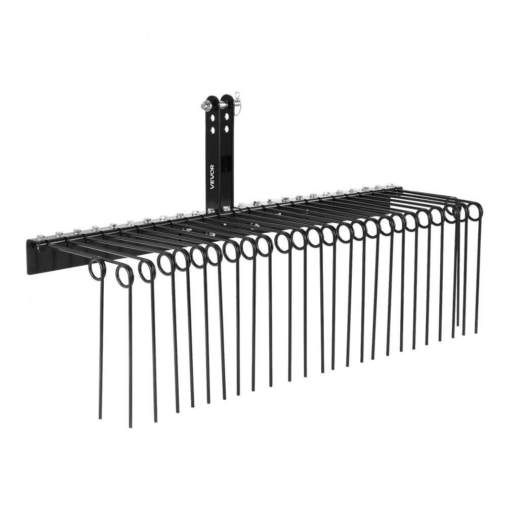 Grabie ogrodowe VEVOR 150 cm, brona trawnikowa z 26 zębami sprężynowymi, aerator trawnika do ciągników kategorii 1, wertykulator z 3-punktowym układem zawieszenia, przystawka do ciągnika do liści i igieł sosnowych