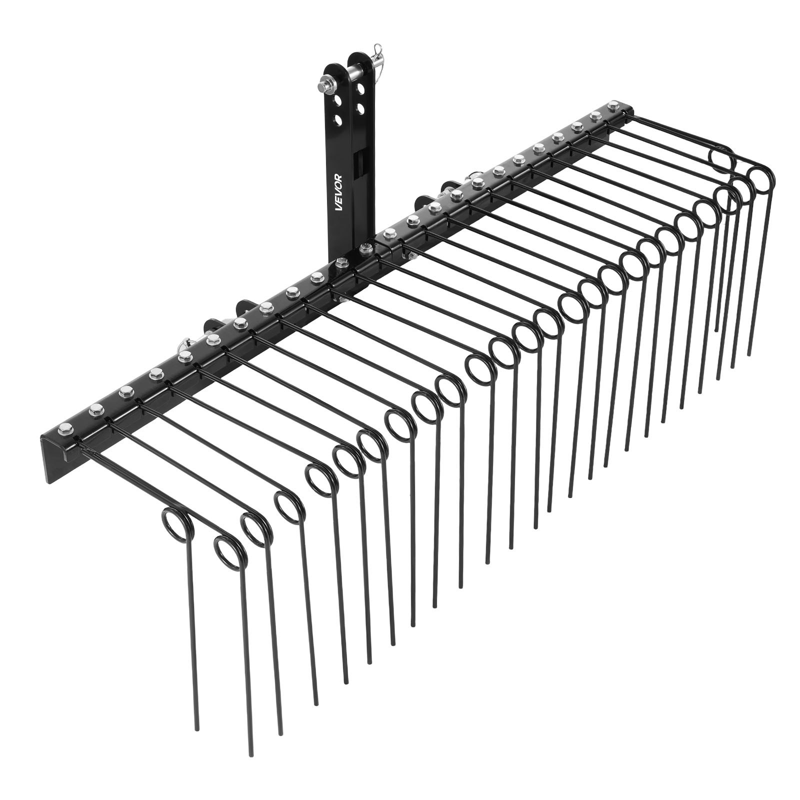 Grabie ogrodowe VEVOR 150 cm, brona trawnikowa z 26 zębami sprężynowymi, aerator trawnika do ciągników kategorii 1, wertykulator z 3-punktowym układem zawieszenia, przystawka do ciągnika do liści i igieł sosnowych
