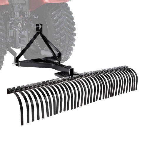Wertykulator VEVOR, szerokość robocza 1830 mm, grabie ogrodowe z 36 wytrzymałymi stalowymi zębami, grabie ogrodowe z zawieszeniem trzypunktowym kompatybilne z ciągnikiem, aerator trawnika idealny do uprawy gleby i pielęgnacji trawnika